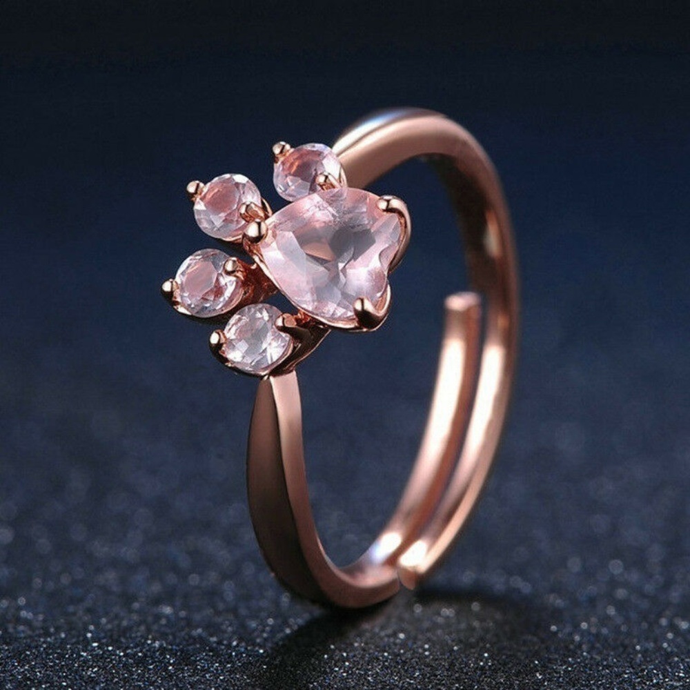 Gorgeous Paw Print Rose Gold Ring - Picture 2 of 3